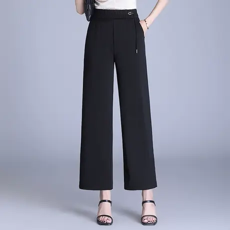 冰丝阔腿裤女夏季薄款2025新款高腰妈妈裤子垂感显瘦小个子直筒裤商品大图