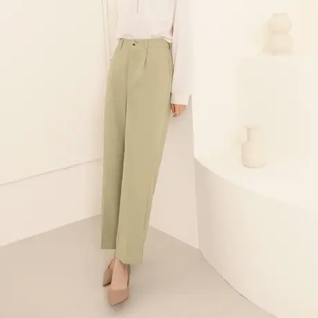 桔熊春秋季通勤不易皱纯色修身直筒西装裤子女胖妹妹大码BA6850图片