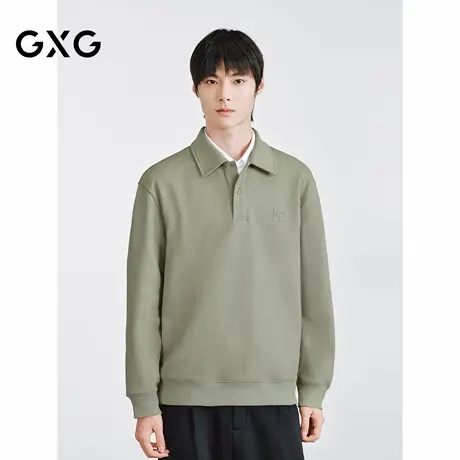 GXG 高周波双G压印设计简约翻领半开襟长袖卫衣  2025冬季新品图片