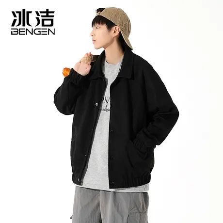 冰洁麂皮绒美式夹克男潮牌ins高街宽松衣服秋季立领棉衣外套XT商品大图