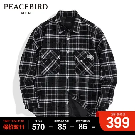 太平鸟男装 外穿式衬衫男士时尚格纹衬衫图片