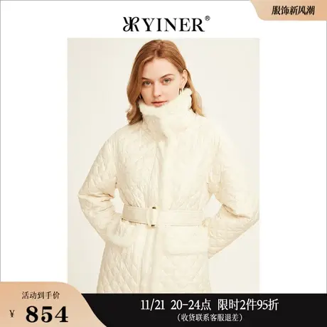 【摩登中式】YINER音儿线上专选女装冬季水貂毛边拼接羽绒服商品大图