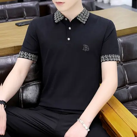 轻奢高端短袖夏季男士潮流有领t恤新款半袖冰丝POLO衫薄T保罗体恤商品大图