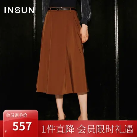 恩裳COVER2023秋季新款时尚大摆百搭a字裙棉感亲肤中高腰半身裙女图片