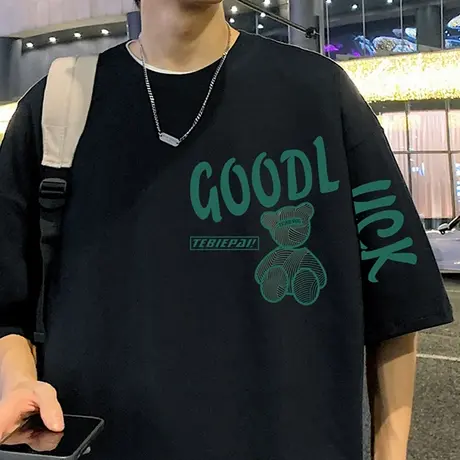 2025新款宽松纯棉短袖t恤男夏季美式涂鸦半袖内搭体恤潮牌打底衫商品大图