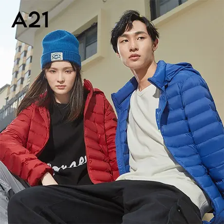 A21秋冬新款超轻羽绒服男 男装短款连帽轻薄冬装情侣外套男士图片