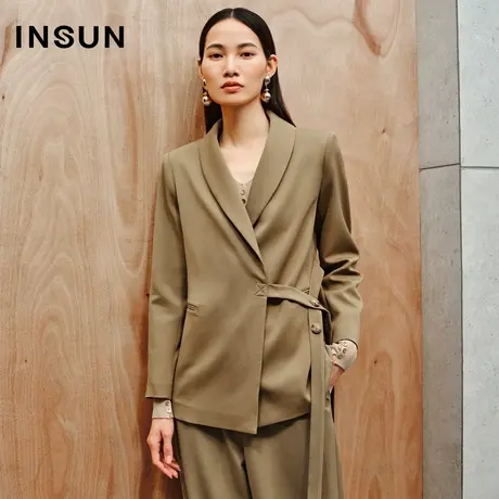 INSUN恩裳线上专选秋季不规则绑带西装外套商品大图