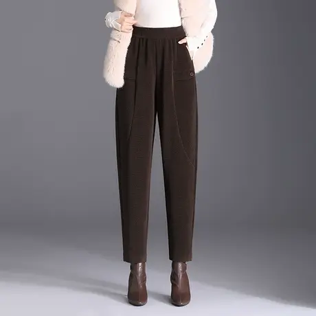 松紧腰休闲哈伦裤女秋冬2023新款大码遮胯显瘦小个子通勤萝卜裤子商品大图