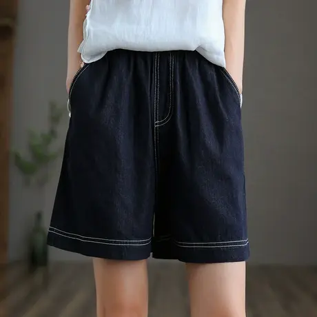 dza 高腰显瘦牛仔短裤女士2022夏新款五分裤子百搭宽松阔腿裤薄款图片