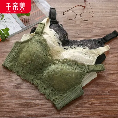 千奈美薄款大胸显小内衣女调整型聚拢文胸无钢圈大码胖mm胸罩商品大图