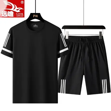 夏天运动套装男夏季薄款t恤男短袖跑步健身短裤男冰丝篮球服男款商品大图