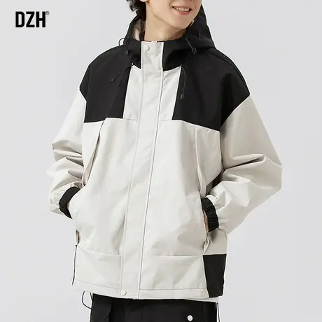 男生撞色冲锋衣男外套潮高级感秋季男装2023新款工装夹克男款上衣商品大图