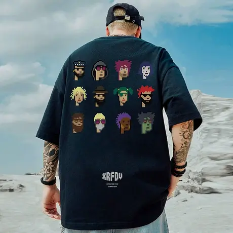 美式重磅短袖纯棉宽松大码男装oversize欧美嘻哈夏季情侣半袖T恤商品大图