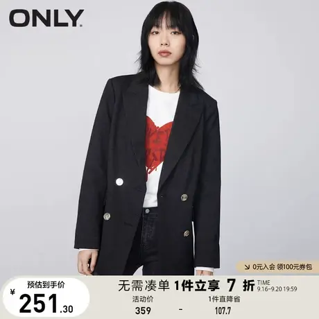 ONLY奥莱春夏通勤风双排扣宽松直筒休闲西服外套女商品大图