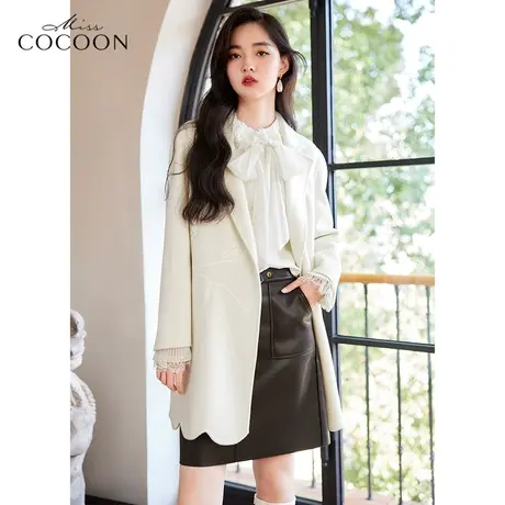 missCOCOON气质毛呢外套女2022新款秋冬显瘦高级感双面羊绒呢大衣图片