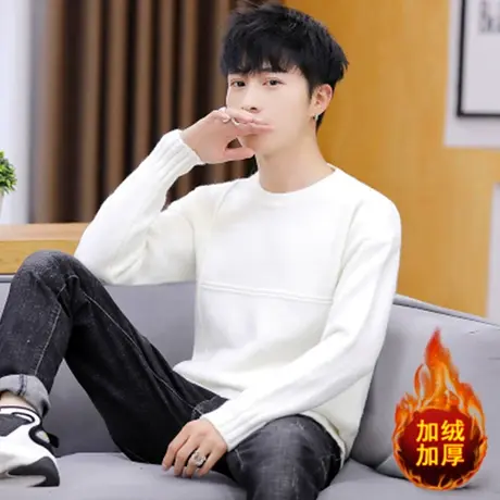 2023毛衣男圆领打底衫秋冬季韩版潮流加厚保暖冬装百搭上衣服商品大图
