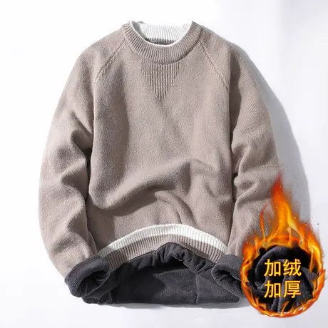 NASA联名纯色毛衣男士2023新款秋冬季加绒加厚内搭线衣打底针织衫商品大图