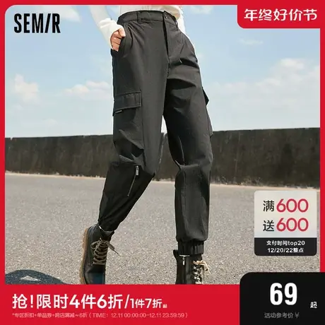 森马休闲裤女纯色工装裤帅气盐系2022冬季新款女生束脚慢跑跳舞商品大图