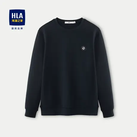HLA/海澜之家圆领长袖T恤2023秋冬新款舒适透气字母印花上衣男图片