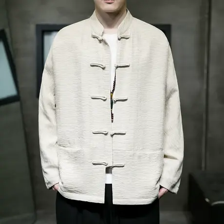 春秋夹克男复古中国风唐装外套民族服装汉服古风盘扣亚麻休闲男装图片