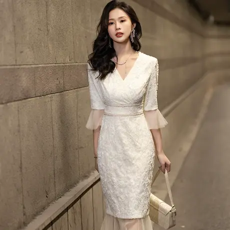 晚礼服女蕾丝高级感正式场合宴会轻奢晚宴气质平时可穿名媛连衣裙图片