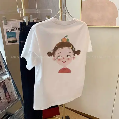 韩国短袖T恤女ins潮女装2024夏季新款宽松原宿风休闲上衣百搭商品大图