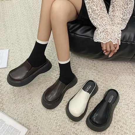 包头半拖女百搭厚底松糕防水女鞋2024年新款时尚舒适防滑外穿拖鞋商品大图