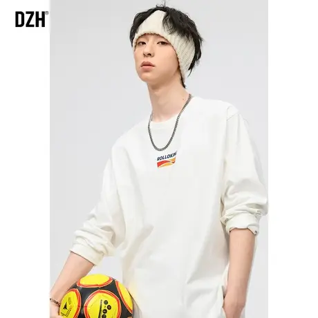 男士美式高街长袖t恤男春季纯棉打底衫2024年新款圆领套头上衣服商品大图