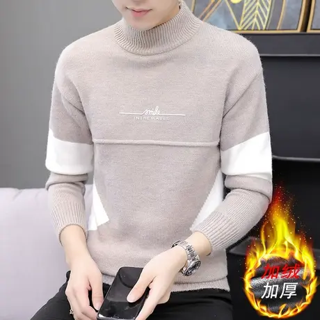 毛衣男一体绒加厚针织打底衫国潮秋冬保暖青少年大熊猫提花线衣帅商品大图