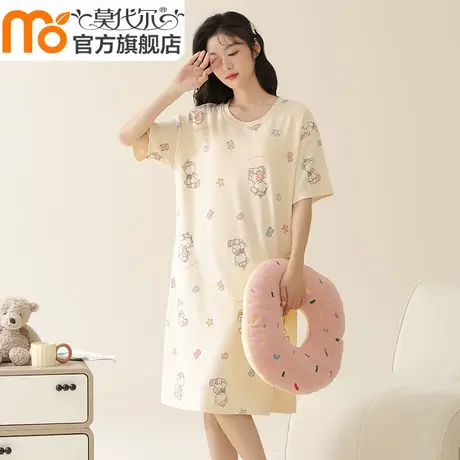 莫代尔卡通可爱睡裙女夏款纯棉布料短袖连衣裙2024年新款网红睡衣商品大图