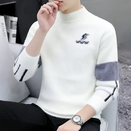 半高领毛衣男秋冬季加厚保暖内搭个性潮流休闲套头针织打底衫外套图片