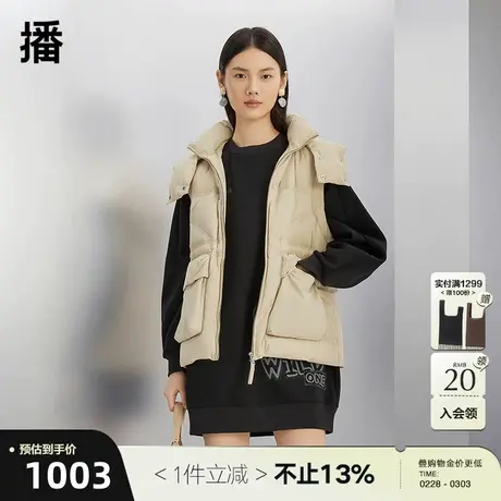 播90绒连帽马甲女商场同款新款韩版宽松短款保暖马夹BDQ4MD1444图片