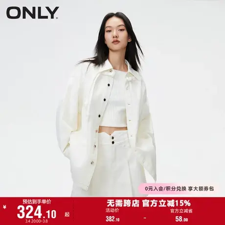 ONLY奥莱春季新款时尚百搭翻领中式盘扣宽松牛仔衬衫女商品大图