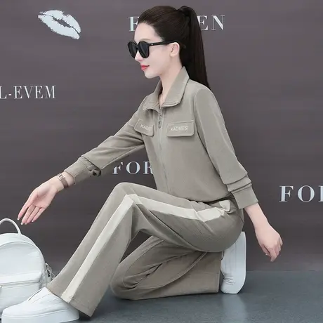 时尚休闲套装女春秋2023年新款时尚灯芯绒直筒裤洋气减龄两件套潮图片