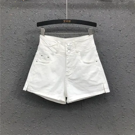 高腰牛仔短裤夏季新款港味女潮休闲开叉宽松显瘦弹力韩版阔腿热裤图片