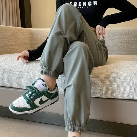 降落伞工装裤女秋季2023新款美式高腰登山运动裤小个子垂感阔腿裤图片