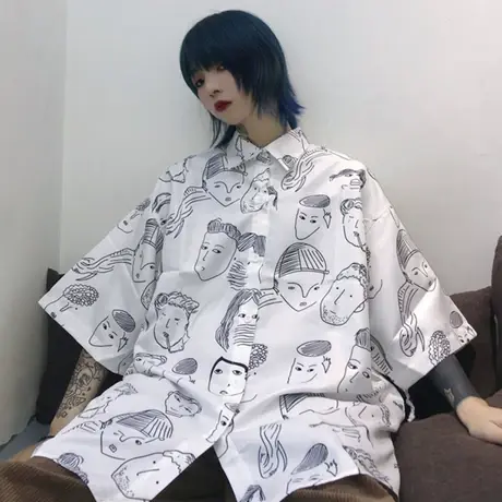 网红衬衫女2019韩版宽松设计感小众学生百搭很仙的上衣洋气衬衣夏图片