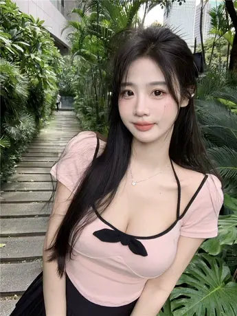 纯欲蝴蝶结U领性感露锁骨T恤女夏辣妹短袖上衣短款低胸紧身打底衫商品大图