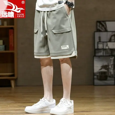 夏天男士休闲短裤2023夏季新款宽松中裤潮流简约工装运动五分裤子商品大图