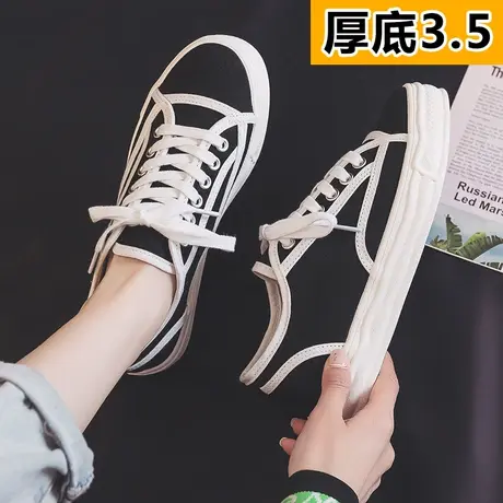 厚底帆布鞋女2023新款春秋季薄款透气韩版百搭休闲板鞋子女ins潮商品大图