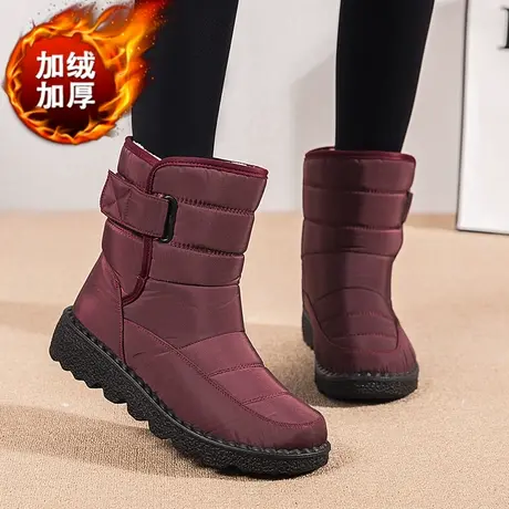 妈妈雪地靴女冬季加绒加厚中老年大棉鞋防水防滑大码女靴41-43图片