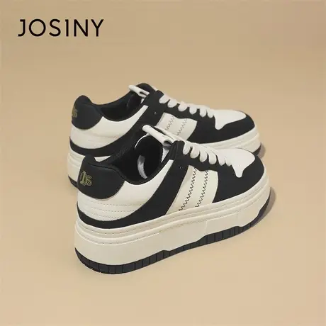 Josiny/卓诗尼厚底小白鞋女2024新款春季平底松糕运动鞋百搭女鞋商品大图