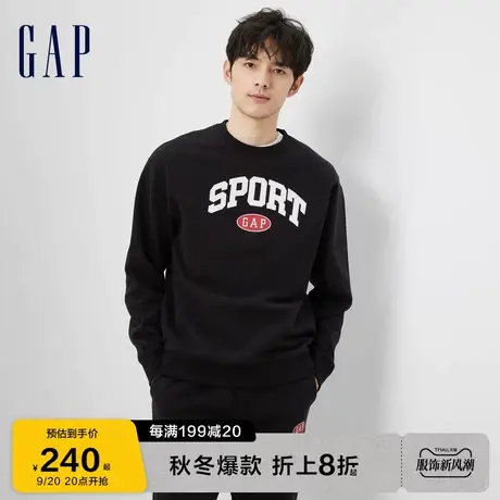 Gap男女装秋冬2023新款LOGO宽松碳素软磨抓绒卫衣804487运动上衣图片