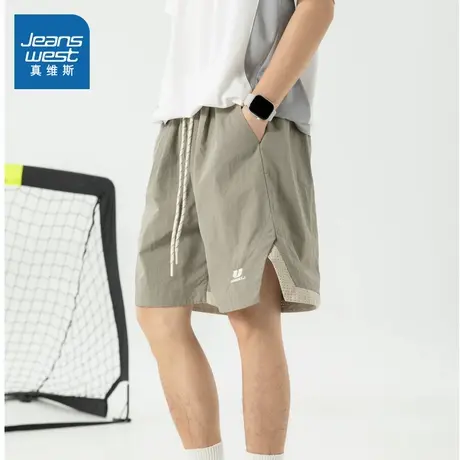 D4真维斯男装2025夏季新款 宽松百搭休闲透气开叉设计短裤男图片