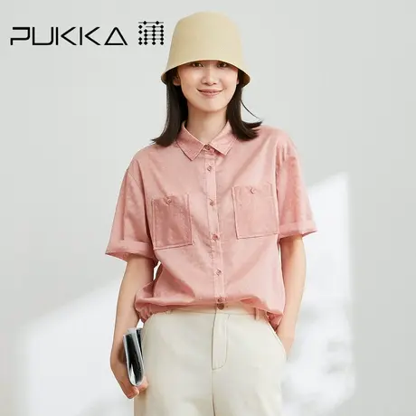 Pukka蒲牌小香风短袖衬衫女2022年夏季新款宽松休闲原创设计衬衣图片
