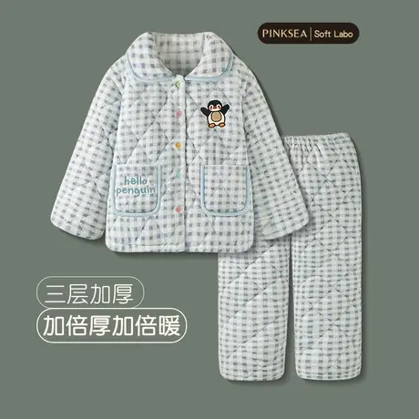 睡衣秋冬款女三层加厚夹棉保暖家居服冬季新款可爱企鹅大码套装商品大图