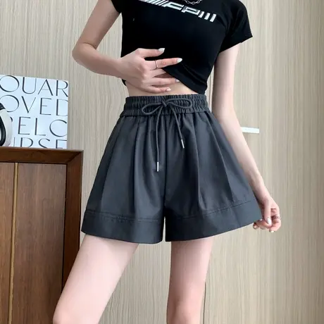 唐狮运动短裤女百搭显瘦高腰舒适直筒简约慢跑居家裤休闲短裤WP图片