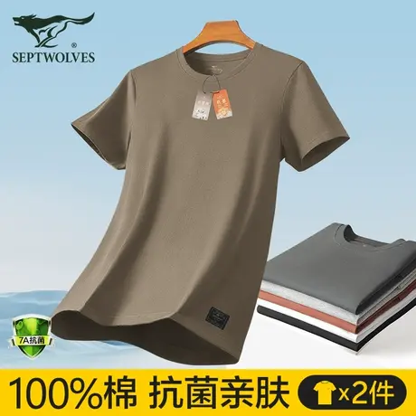 七匹狼短袖t恤男2025新款纯棉全棉圆领上衣青少年夏季薄款老头衫商品大图