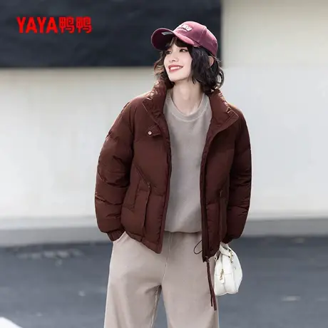 YAYA鸭鸭2025冬季新款时尚百搭休闲宽松保暖女士短款羽绒服外套图片