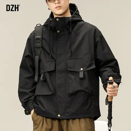 男士户外登山服黑色美式冲锋衣男休闲工装外套潮牌男款飞行员夹克商品大图